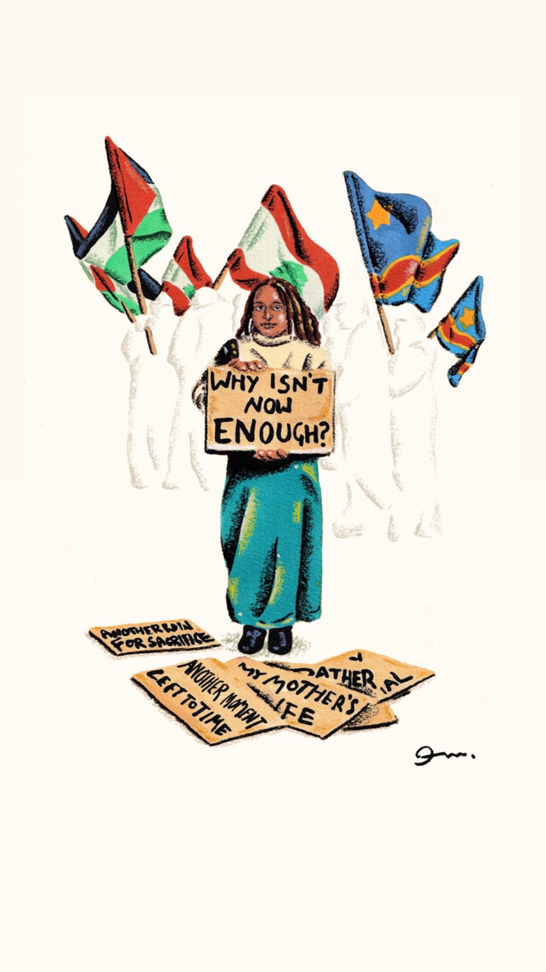 Signed Placard Illustration (A3 Poster Print)